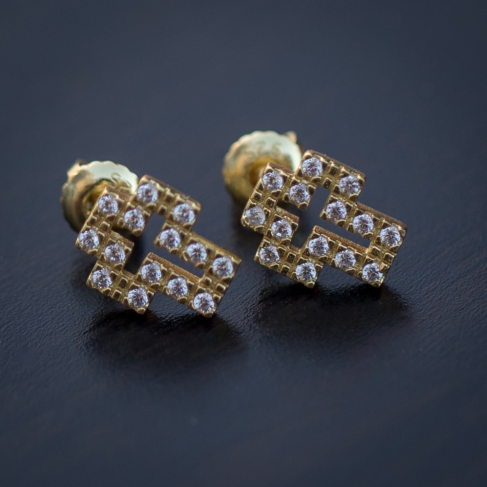 Mini Gold Cross Stud Earrings